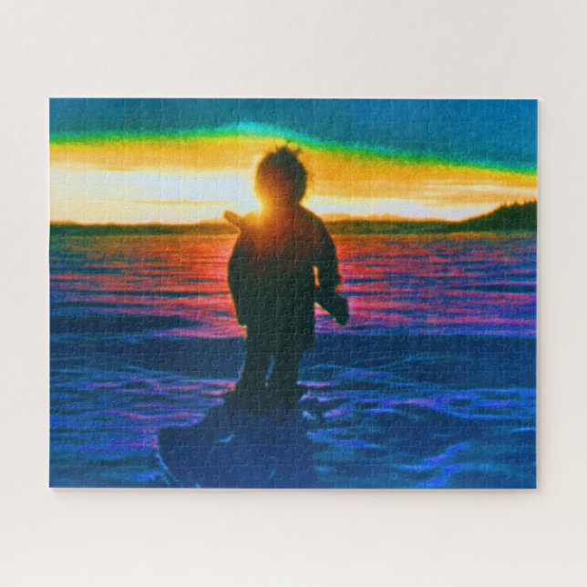 Quebra-cabeça Vintage USA alaska eskimo hunter sunset (Horizontal)