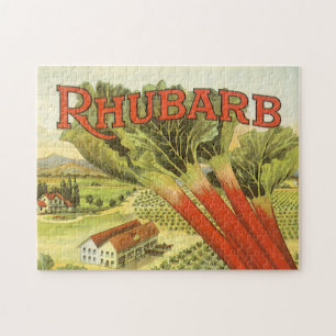 Quebra-cabeça Vintage Vegetal Pode Rotular Arte, Fazenda Rhubarb
