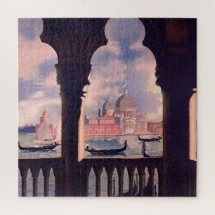 Quebra-cabeça Vintage Venice Itália Viagem Ilustração Arte