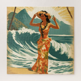 Quebra-cabeça Vintage Viagem Honolulu Médio Havaiano - Pacífico