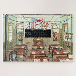 Quebra-cabeça Vintage Victorian Era Rural School Room Poster