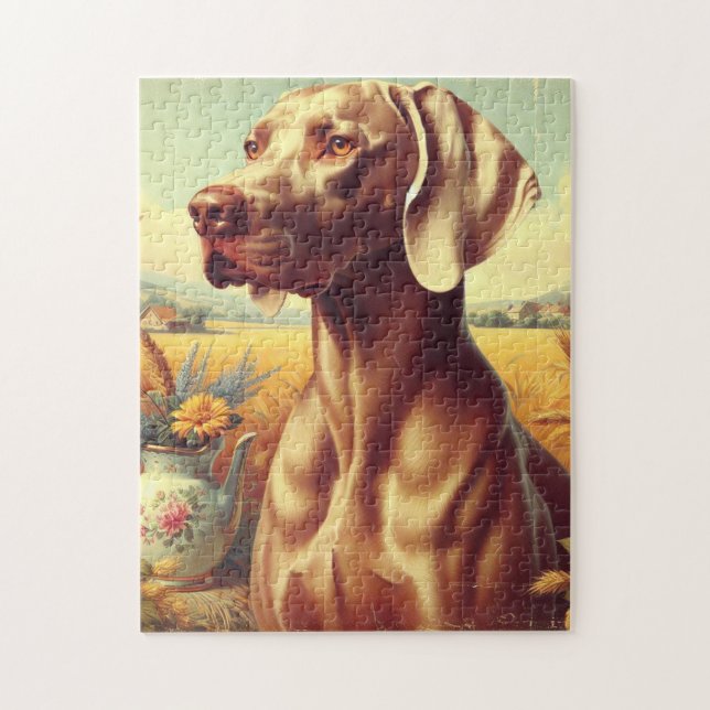 Quebra-cabeça Vintage Weimaraner Painting (Vertical)