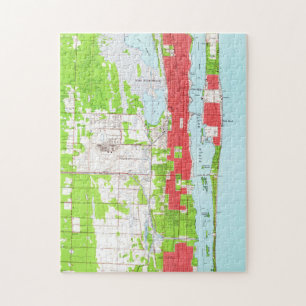 Quebra-cabeça Vintage West Palm Beach & Palm Beach FL Mapa