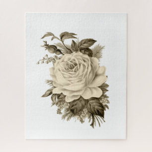 Quebra-cabeça Vintage White Rose Floral
