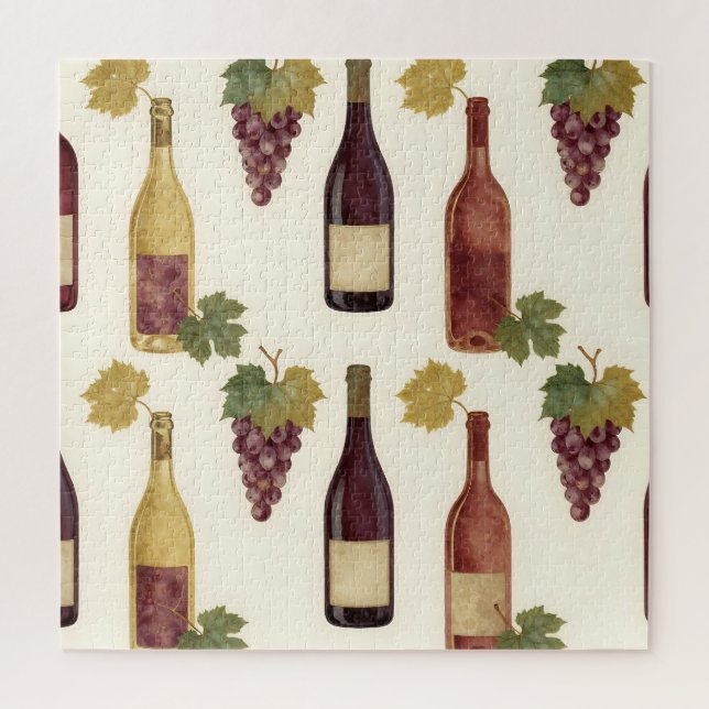 Quebra-cabeça Vintage Wine Bottle Grapevine Pattern (Vertical)