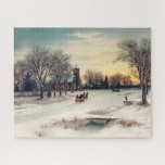 Quebra-cabeça Vintage Winter Christmas por cavalo e carruagem<br><div class="desc">Vintage Winter snowscape,  paisagem de Natal,  por carruagems movidas por cavalos</div>