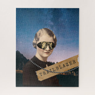 Quebra-cabeça Vintage Woman Trailblazer Night Sky Pop Art