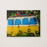 Quebra-cabeça Vintage Yellow and Blue Artwork Bus Jigsaw Puzzle<br><div class="desc">Spending the day shopping for antiques also makes for a great day of photography! We captured this amazing brightly colored antique blue and yellow bus complete with surfboards on top! The theme of the photo makes it a great gift for adults, and the bright colors along with the theme of...</div>