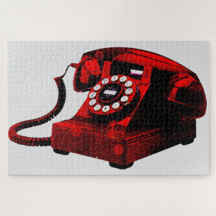 Quebra-cabeça Vintagem da Caixa de Telefone da Antiga Mesa de po