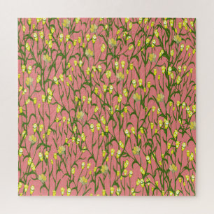 Quebra-cabeça Vintagem de Fundo Cor-de-Rosa das Flores Amarelas