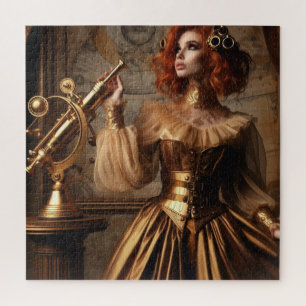 Quebra-cabeça Vintagem Vitoriana do Astrônomo Dourado Steampunk