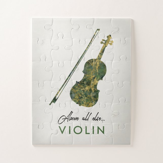 Quebra-cabeça Violin - Música Verde Marble (Vertical)
