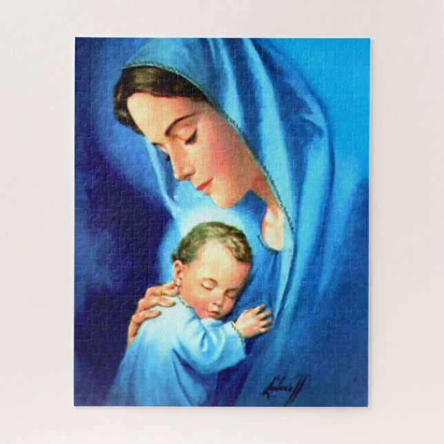 Quebra-cabeça Virgem Abençoada Maria com Jesus Bebê (Vertical)