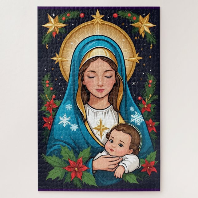Quebra-cabeça Virgem Católica Romana Cristã Maria Natal (Vertical)