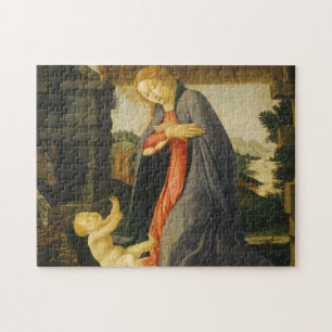 Quebra-cabeça Virgin Adoring Child Sandro Botticelli Pintura