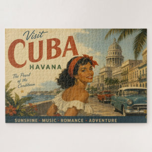 Quebra-cabeça Visita Vintage Cuba Viagens - Saudações de Havana