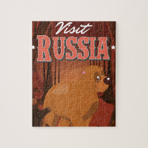 Quebra-cabeça Visite o cartaz de viagem vintage da Rússia cartoo