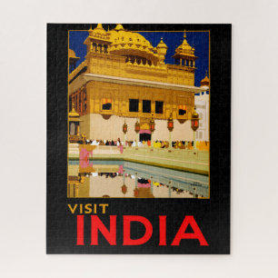 Quebra-cabeça Visite o poster de viagens India Vintage art