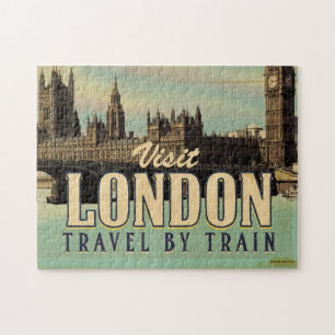 Quebra-cabeça Visite o poster vintage de Londres