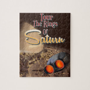 Quebra-cabeça Visite os anéis do Poster de viagens Saturno.