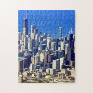Quebra-cabeça Vista aérea do centro de Chicago com lago