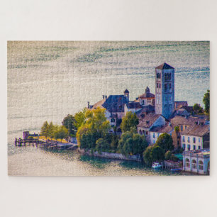 Quebra-cabeça Vista cêntrica da ilha de San Giulio, Itália