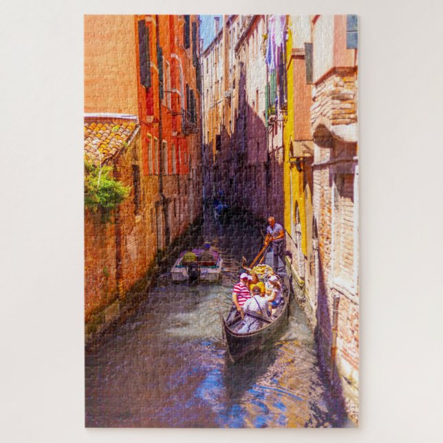 Quebra-cabeça Vista cêntrica de uma gôndola num canal, Veneza, I (Vertical)
