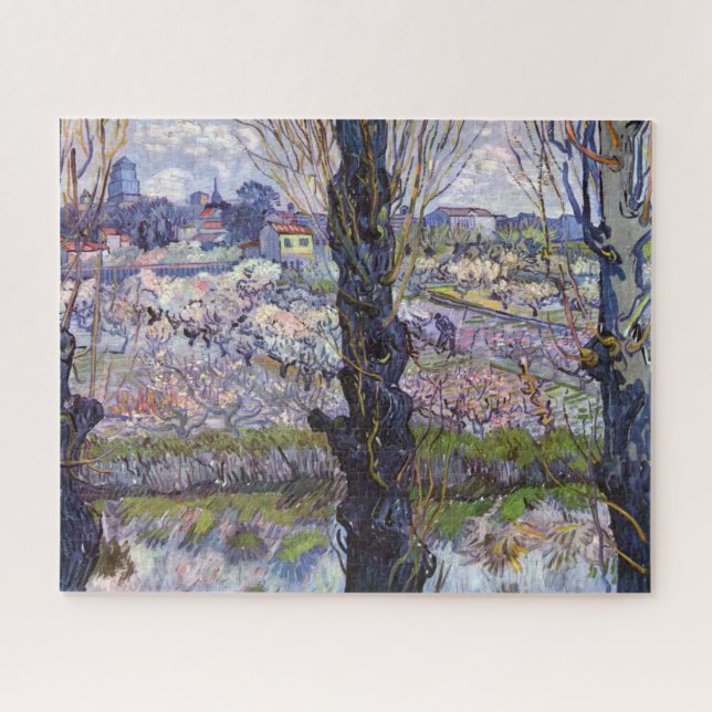 Quebra-cabeça Vista de Arles Jardim Florido de Van Gogh (Horizontal)