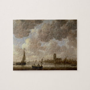 Quebra-cabeça Vista de Dordrecht rio abaixo do Grote Kerk,