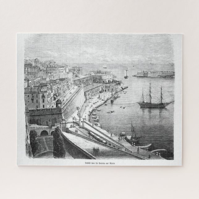 Quebra-cabeça Vista de La Valletta em Malta, 1874, Poster (Horizontal)