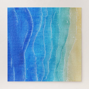 Quebra-cabeça Vista de mar e praia em aquarela.