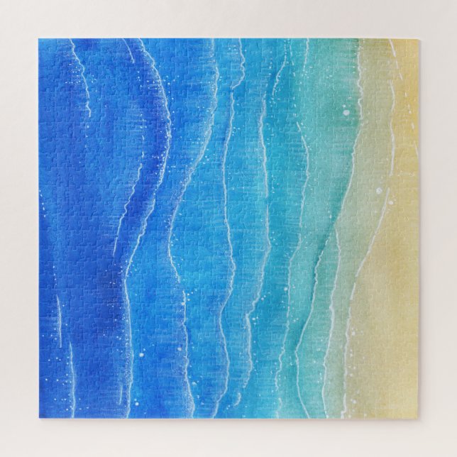 Quebra-cabeça Vista de mar e praia em aquarela. (Vertical)