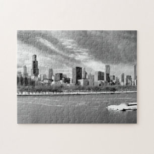 Quebra-cabeça Vista panorâmica da skyline de Chicago no inverno
