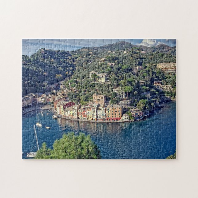 Quebra-cabeça Vista para Portofino, Itália - 11x14 - 252 pcs. (Horizontal)