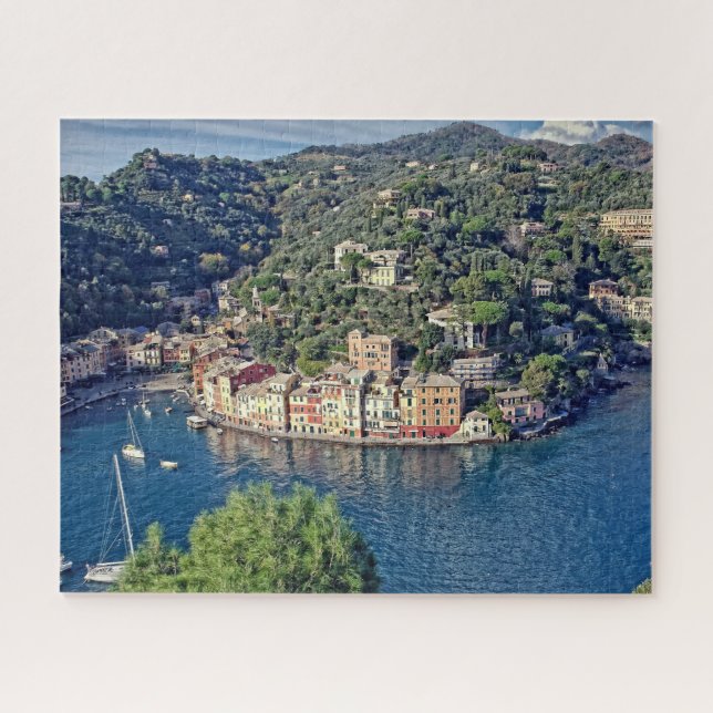 Quebra-cabeça Vista para Portofino, Itália - 16x20 - 520 pcs. (Horizontal)