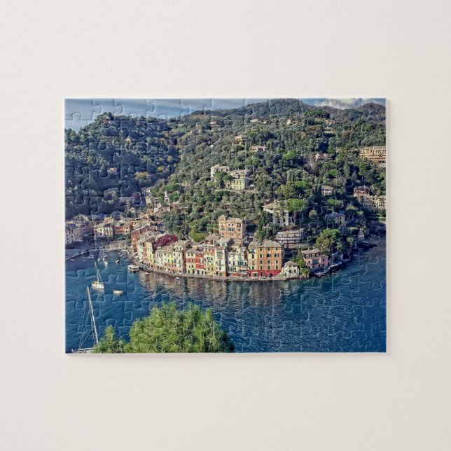 Quebra-cabeça Vista para Portofino, Itália - 8x10 - 100 pcs. (Horizontal)