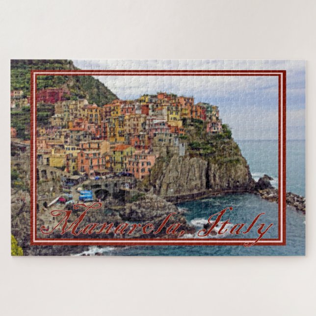Quebra-cabeça Vista pintada de Manarola, Itália - 20x30 polegada (Horizontal)