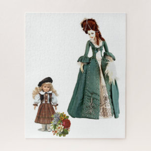 Quebra-cabeça Vitoriana Mulher Floral e Criança