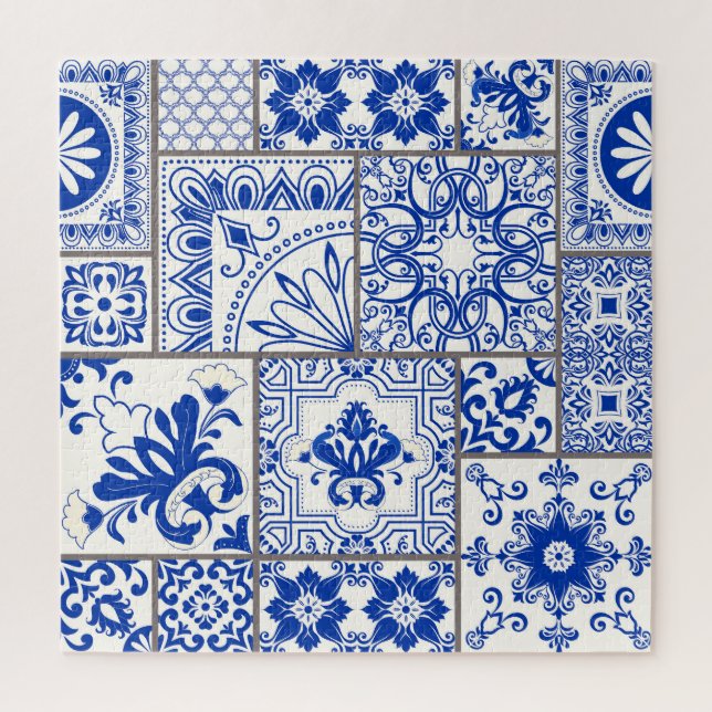 Quebra-cabeça Vitoriano Majolica: Padrão de Azulejo de Patches. (Vertical)