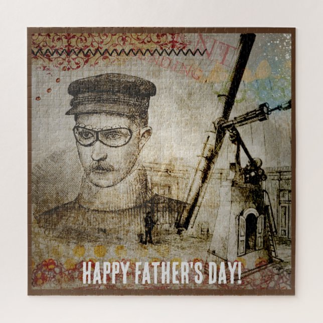 Quebra-cabeça Vitoriano Steampunk Inventor Scientist Telescope (Vertical)