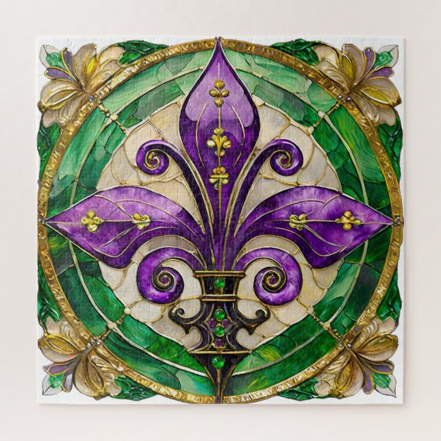 Quebra-cabeça Vitral Mardi Gras Fleur de lis  (Vertical)