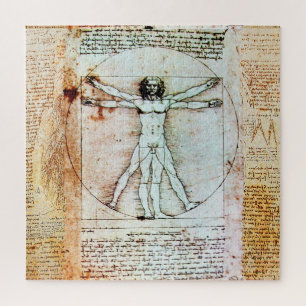 Quebra-cabeça VITRUVIAN MAN Leonardo Da Vinci - Pergaminho Antiq