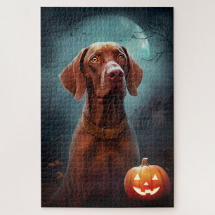 Quebra-cabeça Vizsla de Halloween com Abóboras Assustadoras