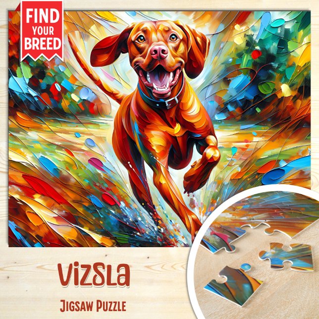 Quebra-cabeça Vizsla Dog Portraje Arte Acrílica Impressão Cão Lo (Criador carregado)