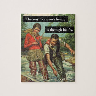 Quebra-cabeça Voar Pesca Vintage Imagem Retroativa com Engraçado