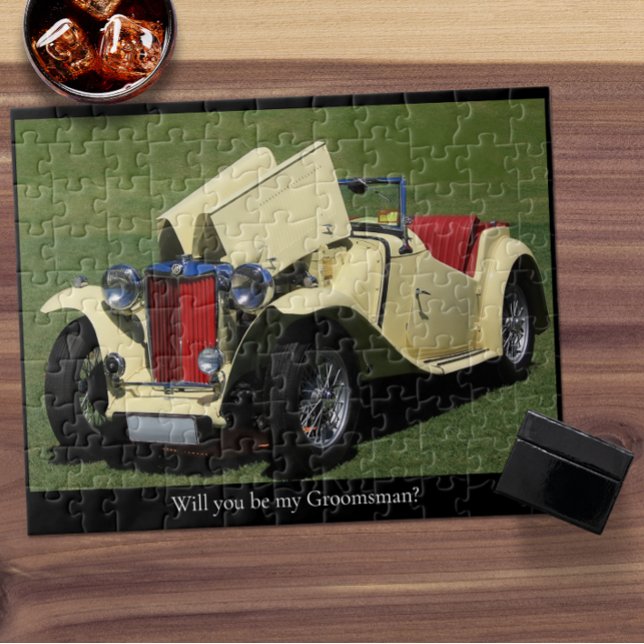Quebra-cabeça Você Será Meu Padrinho de casamento? Carro vintage (Criador carregado)