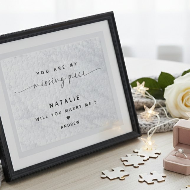 Quebra-cabeça Você Vai se Casar Comigo Proposta Simples Limpa Br (Will You Marry Me Proposal Simple Clean White jigsaw puzzle)