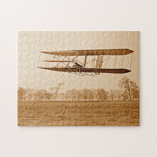 Quebra-cabeça Voo 85 Orville Wright Bi-plano C 1904 Sepia (Horizontal)