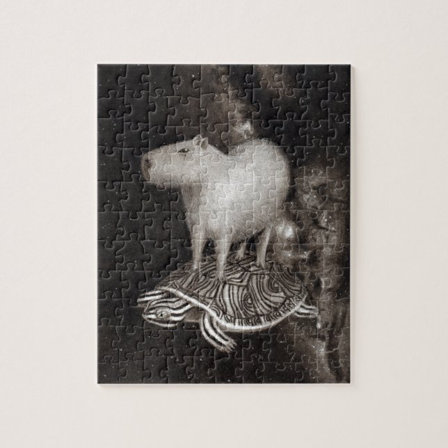 Quebra-cabeça Vôo do Capybara e da tartaruga de água doce (Vertical)