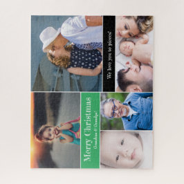 Quebra-cabeça Vovó e vovô de Natal Verde Personalizado